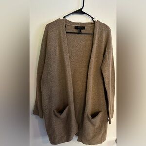 Forever 21. Tan Long Line Sweater Cardigan.